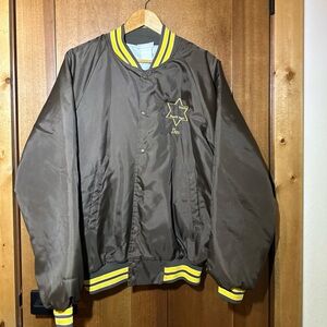Hartwell Vintage‎ Sheriff Dept Satin Bomber Jacket Men's XL Brown Snap Front USA